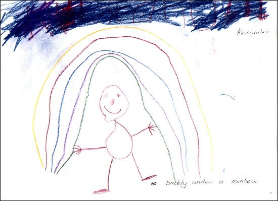 Daddy under a rainbow